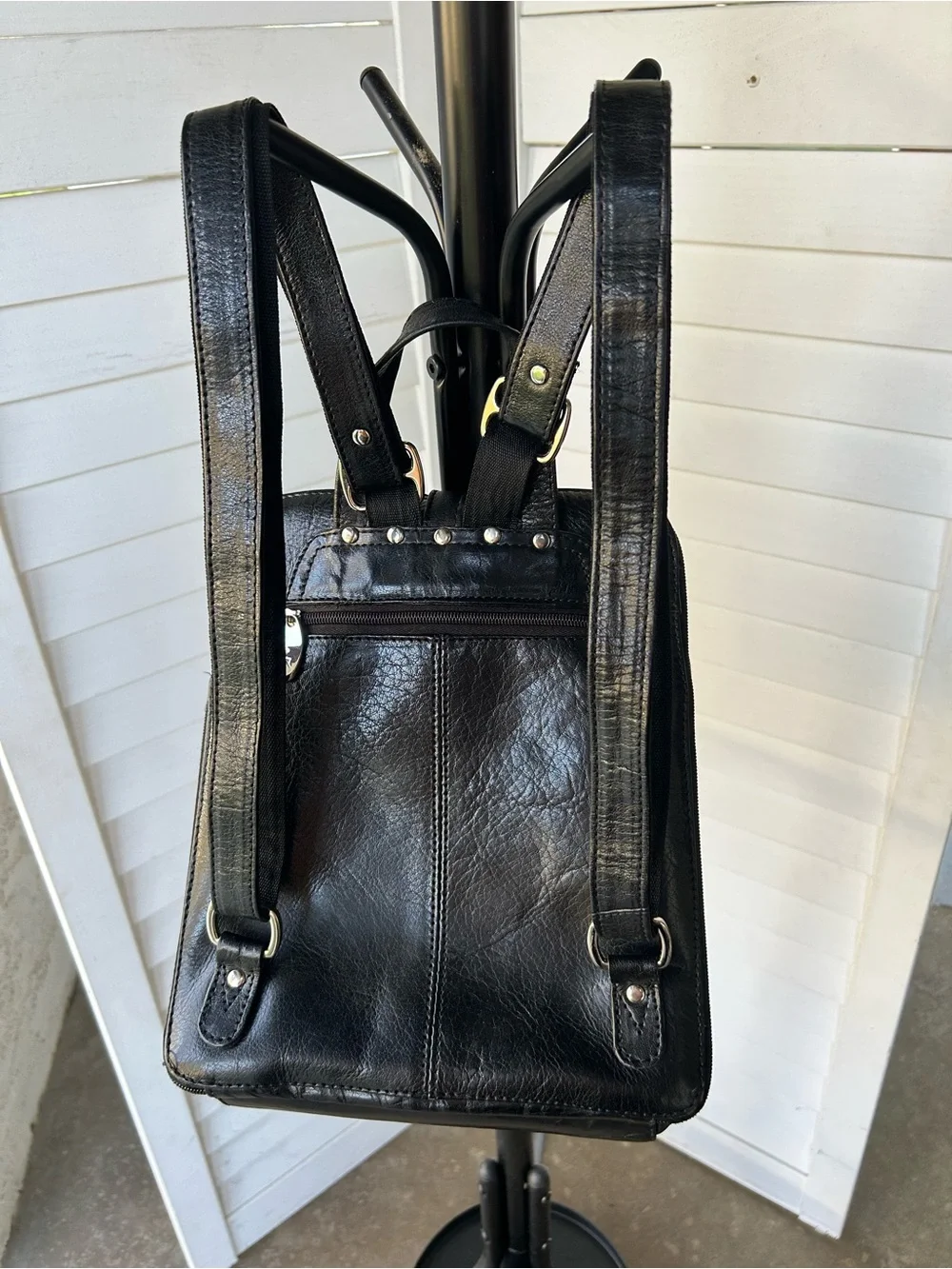 Black Leather Women Backpack Bag - Classic Minimalist Style